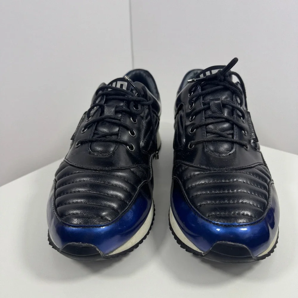 United Nude Sneakers Mens 9 Black Blue Quilted Leather Low‎ Top Shoes